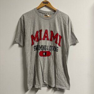 Vintage Miami University of Ohio Swimming and Diving Team Tshirt Champion Grey L